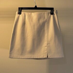 #18 Elegant Cream Faux Leather Skirt